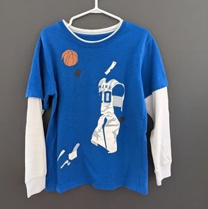 Nike blue & white long sleeved basketball shirt